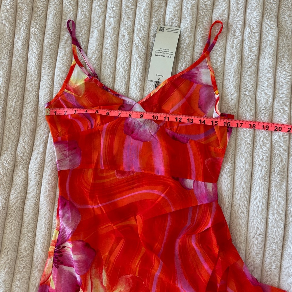 NWT Blackbough Bridget Sheer Sun Dress - Spritz - Asymmetrical Ruffled Slip - Picture 7 of 17